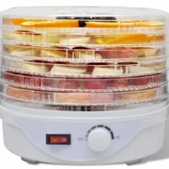 vidaXL Frukt-/svamptork med 6 stapelbara torkgaller (rund) - Köksutrustning