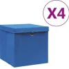 vidaXL Förvaringsboxar med lock 4 st 28x28x28 cm Blå