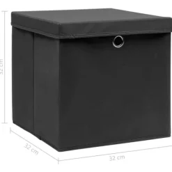 vidaXL Förvaringslådor med lock 4 st svart 32x32x32 cm tyg - Förvaringslådor