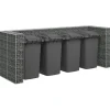 vidaXL Gabionmur för soptunnor galvaniserat stål 320x100x120 cm - Ställningar till sopkärl