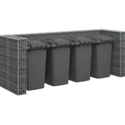 vidaXL Gabionmur för soptunnor galvaniserat stål 320x100x120 cm - Ställningar till sopkärl