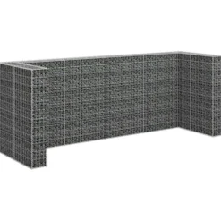 vidaXL Gabionmur för soptunnor galvaniserat stål 320x100x120 cm - Ställningar till sopkärl