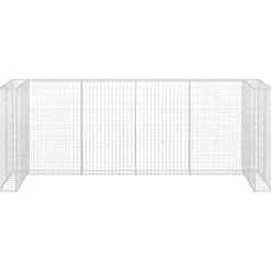 vidaXL Gabionmur för soptunnor galvaniserat stål 320x100x120 cm - Ställningar till sopkärl