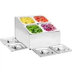 vidaXL Gastronormbehållare med 4 GN 1/6 kantin rostfritt stål - Hållare för köksgeråd