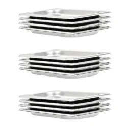 vidaXL Gastronormkantiner 12 st GN 1/4 20 mm rostfritt stål - Kokeribehållare