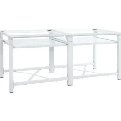 vidaXL Piedestal till tvättmaskin med utdragbara hyllor vit