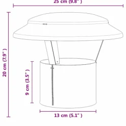 vidaXL Regnskydd Rör silver 25 x 25 x 20 cm Rostfritt stål