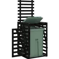 vidaXL Skjul för sopkärl 84x90x128,5 cm svart massiv furu - Ställningar till sopkärl