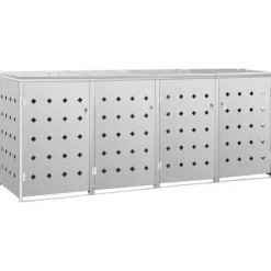 vidaXL Skjul till fyra sopkärl 240 L rostfritt stål - Ställningar till sopkärl