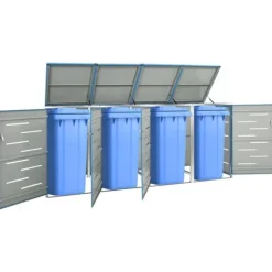 vidaXL Skjul till fyra sopkärl 276,5x77,5x112,5 cm rostfritt stål - Ställningar till sopkärl