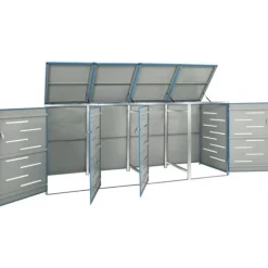 vidaXL Skjul till fyra sopkärl 276,5x77,5x112,5 cm rostfritt stål - Ställningar till sopkärl