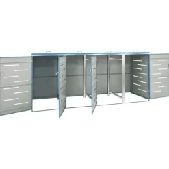 vidaXL Skjul till fyra sopkärl 276,5x77,5x112,5 cm rostfritt stål - Ställningar till sopkärl