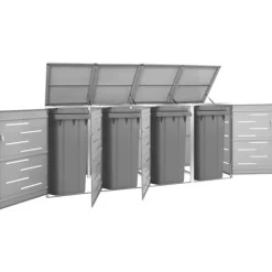 vidaXL Skjul till fyra sopkärl 276,5x77,5x112,5 cm rostfritt stål - Ställningar till sopkärl