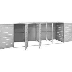 vidaXL Skjul till fyra sopkärl 276,5x77,5x112,5 cm rostfritt stål - Ställningar till sopkärl