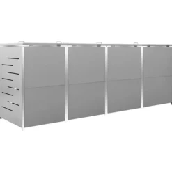 vidaXL Skjul till fyra sopkärl 276,5x77,5x112,5 cm rostfritt stål - Ställningar till sopkärl