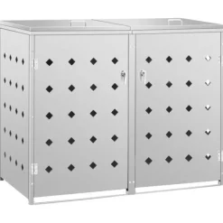 vidaXL Skjul till två sopkärl 240 L rostfritt stål - Ställningar till sopkärl