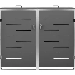 vidaXL Skjul till två sopkärl 138x77,5x112,5 cm rostfritt stål - Ställningar till sopkärl