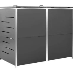 vidaXL Skjul till två sopkärl 138x77,5x112,5 cm rostfritt stål - Ställningar till sopkärl
