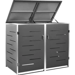 vidaXL Skjul till två sopkärl 138x77,5x112,5 cm rostfritt stål - Ställningar till sopkärl