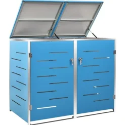 vidaXL Skjul till två sopkärl 138x77,5x112,5 cm rostfritt stål - Ställningar till sopkärl