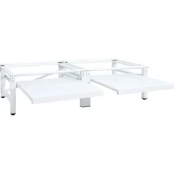 vidaXL Sockel för tvättmaskin med utdragbar hylla vit