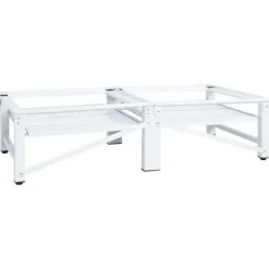 vidaXL Sockel för tvättmaskin med utdragbar hylla vit