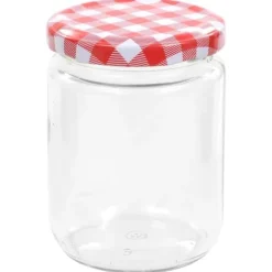 vidaXL Syltburkar i glas med vita och röda lock 96 st 230 ml - Honungsburkar