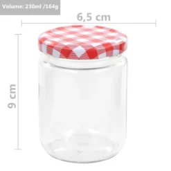 vidaXL Syltburkar i glas med vita och röda lock 96 st 230 ml - Honungsburkar