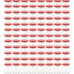 vidaXL Syltburkar i glas med röda lock 96 st 230 ml - Honungsburkar