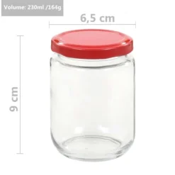 vidaXL Syltburkar i glas med röda lock 96 st 230 ml - Honungsburkar