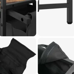 vidaXL Tvättkorg 3 fack med hylla rökfärgad ek