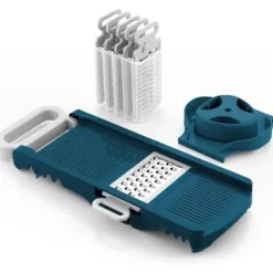 Vikbar mandolin - ARTHUR MARTIN - AMM530 - 6 i 1 - 3 rivblad och 3 grönsaksskärblad - Rostfritt stål