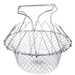 Vikbar salladskorg - Rostfritt stål - 2 STK - Rostbeständig - Multifunktion - Enkel förvaring