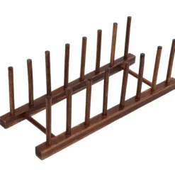 Vikbart 8-kolumns torkställ i trä för kökskärl