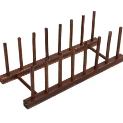 Vikbart 8-kolumns torkställ i trä för kökskärl