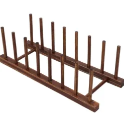 Vikbart 8-kolumns torkställ i trä för kökskärl