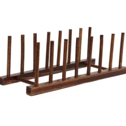 Vikbart 8-kolumns torkställ i trä för kökskärl