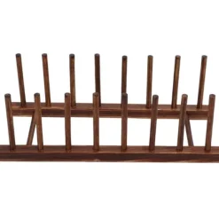 Vikbart 8-kolumns torkställ i trä för kökskärl