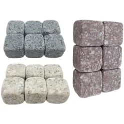 Vin kylare - VIT - 6 whiskystenar - Naturlig sten - Återanvändbar - 60 ml