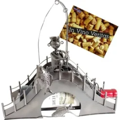 Vinflaska Ställ - BRUBAKER - Metallskulptur - Fiskare på en bro - 33 cm - Presentidé