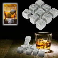 Vinkylare, 100 % naturliga whiskystenar dricker iskub Whiskeysten Whiskey Rock Cooler Present - Typ 9st Svart