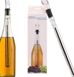 Vinkylare 3-i-1 rostfritt stål vinflaskkylare pinnfrys, luftar vin för jul- och födelsedagspresenter