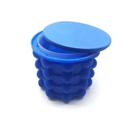 Vinkylare, stor 2 i 1 bärbar silikonishink med lock, kubframställningsform, verktyg - blå typ