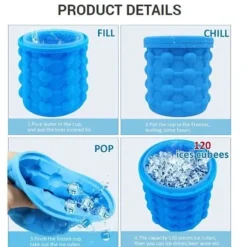 Vinkylare, stor 2 i 1 bärbar silikonishink med lock, kubframställningsform, verktyg - blå typ