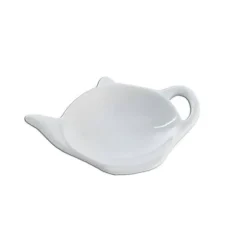 Vit tepåsehållare i porslin