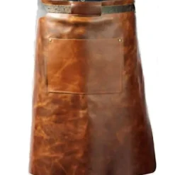 Vitello Lädergrillförkläde med Ficka 60 cm Långt Cognac