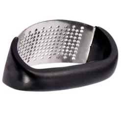 Vitlökskross i rostfritt stål med svart handtag för kök