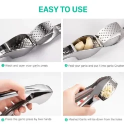 Vitlökspress - Professionell - Zinklegering - Enkel rengöring - Ergonomisk design - 15,8 cm