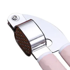 Vitlökspress Rostfritt stål Plasthandtag Vitlöksfärs Lätt att pressa rengöring Vitlökskross för kök Rosa