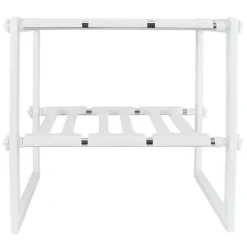 2-vånings diskbänksställ skåporganisatör förvaring teleskopisk hylla kök badrumshållare